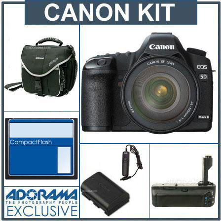 Canon EOS-5D Mark II Digital SLR Camera / Lens Kit with Canon EF 24-105L IS Lens, with 8GB CF Memory Card, Spare Canon LP-E6 Battery, Slinger Camera Bag, Flashp