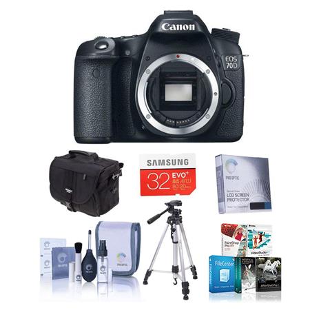 Canon EOS 70D Digital SLR Camera Body - BUNDLE - with 32GB SDHC Card, Camera Case, New Leaf 3 Year Extended Warranty