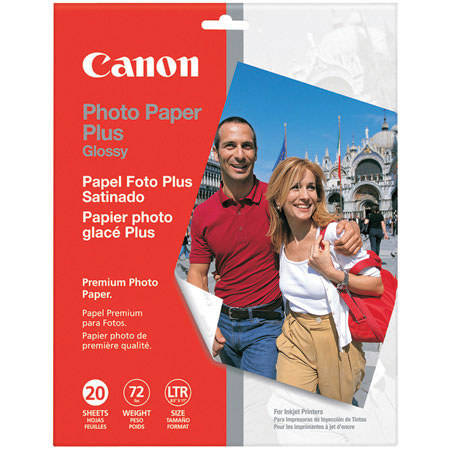 Canon Glossy Photo Plus Inkjet Paper, 10.5 mil., 8.5" x 11", 20 Sheets image