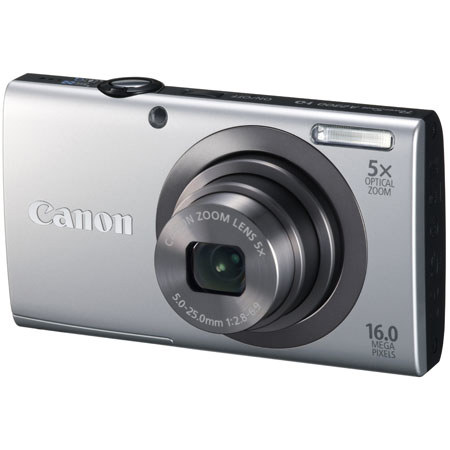 Canon PowerShot A2300 Digital Camera, 16.0 Megapixel, 5x Optical Zoom with 28mm Wide Angle, Digital Image Stabilizer, 720p HD Video, Silver