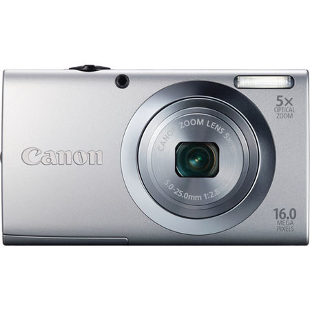 Canon PowerShot A2400 IS Digital Camera, 16.0 Megapixels, 5x Optical Zoom with 28mm Wide Angle, Optical Image Stabilizer, 720p HD Video, Silver