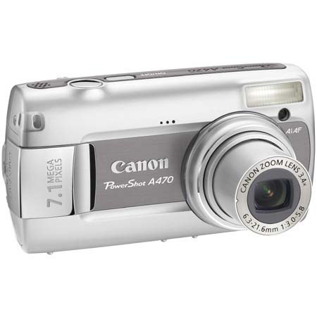 Canon Powershot A470 Digital Camera, 7.1 Megapixels, 3.4x Optical Zoom, 4x Digital Zoom, 2.5&quot; LCD Display, Gray image