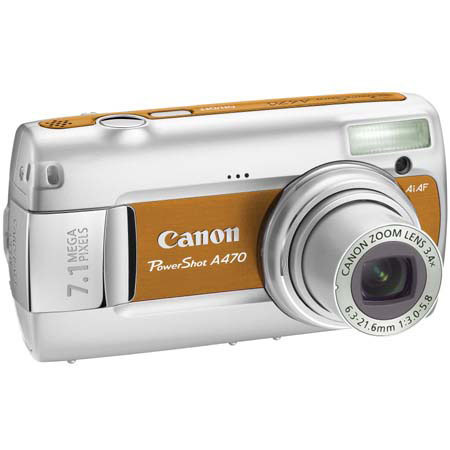 Canon Powershot A470 Digital Camera, 7.1 Megapixels, 3.4x Optical Zoom, 4x Digital Zoom, 2.5&quot; LCD Display, Orange image