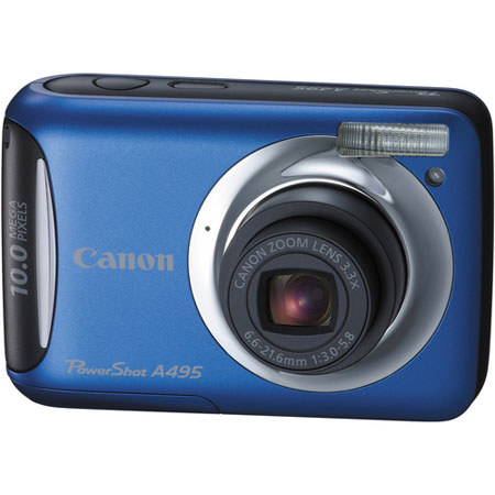 Canon Powershot A495 Digital Camera, 10.0 Megapixels, 3.3x Optical Zoom, 2.5" LCD Display, Blue image