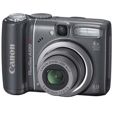 Canon Powershot A590 IS Digital Camera, 8.0 Megapixels, 4x Optical Zoom, 4x Digital Zoom, 2.5&quot; LCD Display image