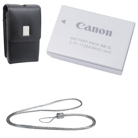 Canon Accessory Kit 5 for the Powershot, with NB-5L Battery, Leather Case and Metal Neck Strap. image