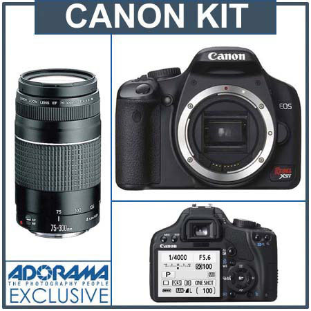 Canon Digital Rebel XSi SLR &quot;Black&quot; Camera Body with Canon EF 75-300mm f/4.0-5.6 III image
