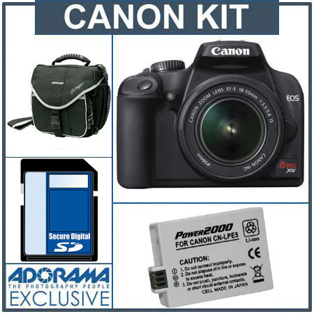 Canon EOS Rebel XS Digital SLR Camera Kit,w/ EFS 18-55mm IS Lens - Black - Refurbished - with 4 GB SD Memory Card, Spare LP-E5 Lithium-Ion Rechargeable Battery, Slinger Camera Bag image