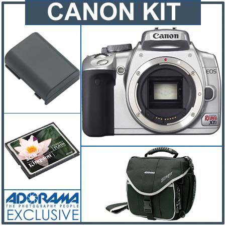 Canon Digital Rebel XTi Chrome SLR Camera Kit, with 2 GB CF Memory Card, Spare NB-2LH Lithium-Ion Rechargeable Battery, Slinger System Bag image