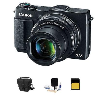 Canon PowerShot G1 X Mark II Digital Camera, 12.8MP, 5x Optical Zoom, - Bundle With 16 GB Class 10 SDHC Card , Lowepro Case, Cleaning Kit