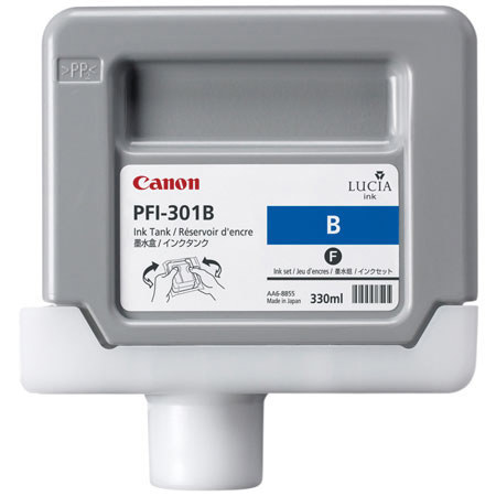 Canon PFI-301B Blue Ink Tank for the imagePROGRAF iPF8000 and iPF9000 Inkjet Printers, 330 ml.