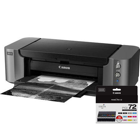 Canon PIXMA PRO-10 Professional Photo Inkjet Printer - Bundle - with PGI-72 10 Color Pack