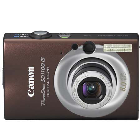 Canon Powershot SD1100 IS Digital Elph Camera, 8.0 Megapixels, 3x Optical Zoom, 4x Digital Zoom, 2.5" LCD Display, Brown image