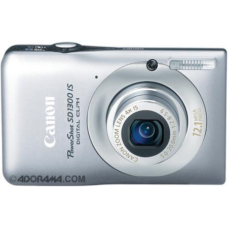 Canon Powershot SD1300 IS Digital Elph Camera, 12.0 Megapixels, 4x IS Optical Zoom, 2.7&quot; LCD Display, Silver image