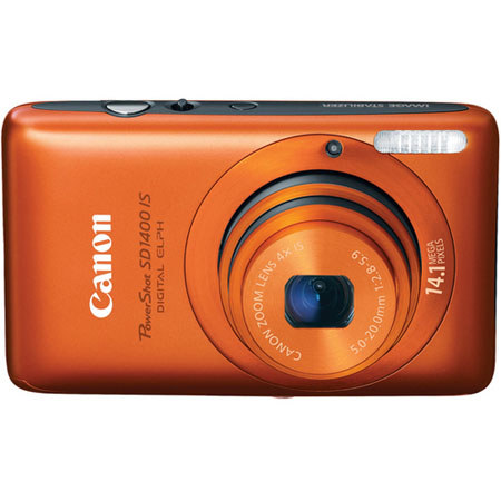 Canon PowerShot SD1400 IS Digital ELPH Camera with 14.1 Megapixel, 4x Optical Zoom, 2.7" TFT Color LCD Display, HD720P - Orange, with U.S.A. Warranty image
