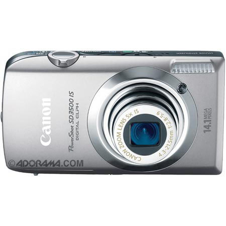 Canon PowerShot SD3500 IS Digital ELPH Camera with 14.1 Megapixel, 5x Optical Zoom, 3.5" Wide LCD Display, HD720P, Eye Fi, Miniture Effect, Smart Shuffle - Silver, with U.S.A. Warranty image