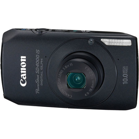 Canon PowerShot SD4000 IS Digital ELPH Camera 10 Megapixel, 3.8x Optical Zoom - 4x Digital Zoom, Black, with U.S.A. Warranty image