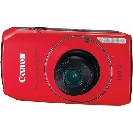 Canon PowerShot SD4000 IS Digital ELPH Camera 10 Megapixel, 3.8x Optical Zoom - 4x Digital Zoom, Red, with U.S.A. Warranty image