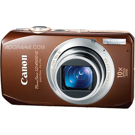 Canon PowerShot SD4500 IS 10 Megapixels Digital ELPH Camera with 10x Optical Zoom, 4.0x Digital Zoom, 3in TFT Color LCD Display, Brown image