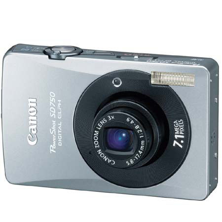 Canon Powershot SD750 Digital Elph Camera, 7.1 Megapixels, 3x Optical Zoom, 4x Digital Zoom, 3.0&quot; LCD Display, Black image
