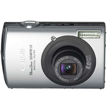 Canon Powershot SD870-IS Digital Camera, 8.0 Megapixel, 3.8x Optical, 4x Digital Zoom, 3" LCD Screen - Black image