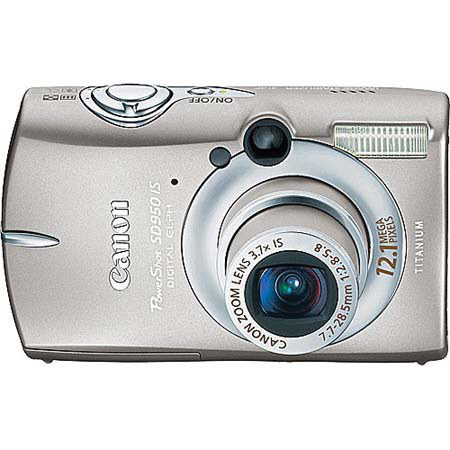 Canon Powershot SD950 IS Digital Elph Camera, 12.1 Megapixels, 3.7x Optical Zoom, 4x Digital Zoom, 2.5" LCD Screen, Silver image