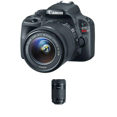 Canon EOS Rebel SL1 DSLR Camera with EF-S 18-55mm IS STM Lens - Bundle - with Canon EF-S 55-250mm f/4-5.6 IS STM Lens