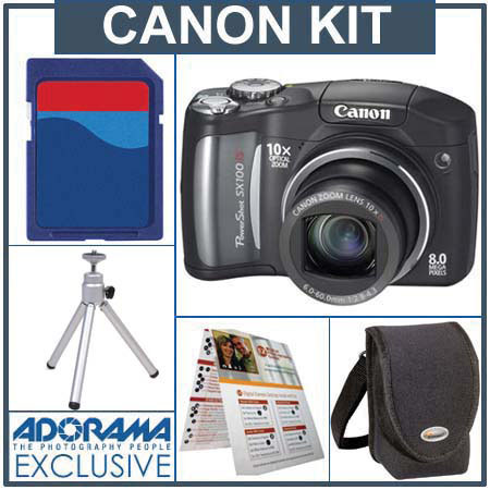Canon Powershot SX100 IS Black Camera Kit, with 2 GB SD Memory Card, Camera Bag, Table Top Tripod, EZ Digital Photography Guide image