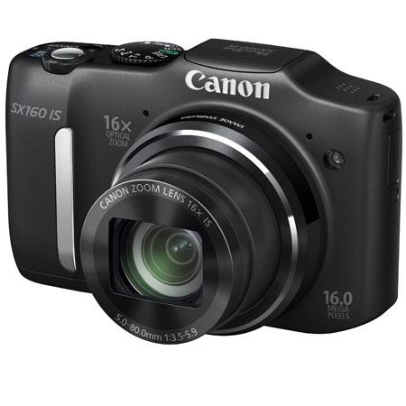 Canon PowerShot SX160 IS Digital Camera, 16x Optical Zoom, 28mm Wide Angle Lens, 720p HD Video, Intelligent Image Stabilization, Black