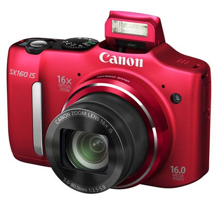 Canon PowerShot SX160 IS Digital Camera, 16x Optical Zoom, 28mm Wide Angle Lens, 720p HD Video, Intelligent Image Stabilization, Red