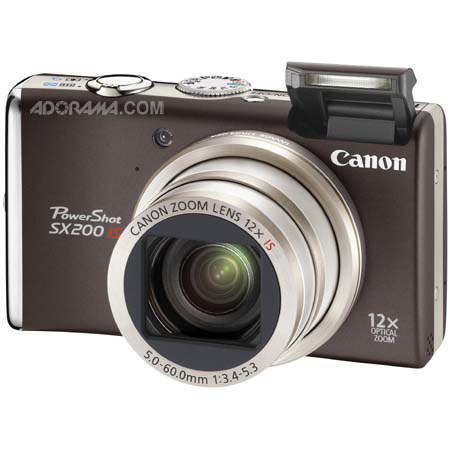 Canon Powershot SX200 IS Digital Camera, 12 Megapixel, 12x Optical, Black-Refurbished image