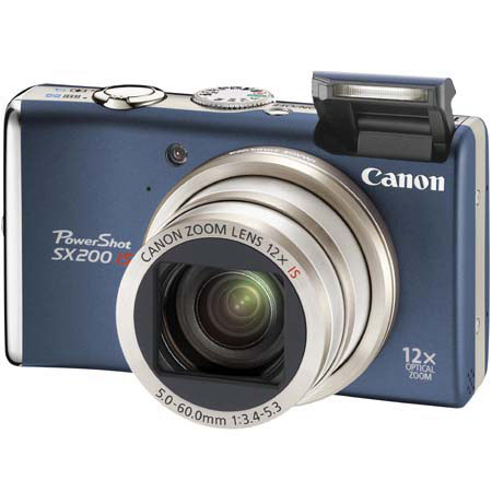 Canon Powershot SX200 IS Digital Camera, 12 Megapixel, 12x Optical, 3" LCD, Blue image