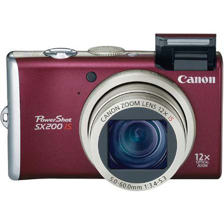 Canon Powershot SX200 IS Digital Camera, 12 Megapixel, 12x Optical, 3" LCD, Red image