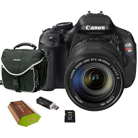 Canon EOS Rebel T3i Digital SLR Camera/ Lens Kit, with EF-S 18-135mm f/3.5-5.6 IS Lens, 8GB SD Memory Card, LowePro Camera Bag, Spare LP-E8 Lithium-Ion Rehargeable Battery, USB 2.0 SD Card Reader