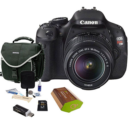 Canon EOS Rebel T3i DSLR Camera/ Lens Kit, with EF-S 18-55mm IS II Lens, 16 GB SD Memory Card, LowePro Camera Bag, Spare LP-E8 Lithium-Ion Rehargeable Battery, USB 2.0 SD Card Reader, Cleaning Kit