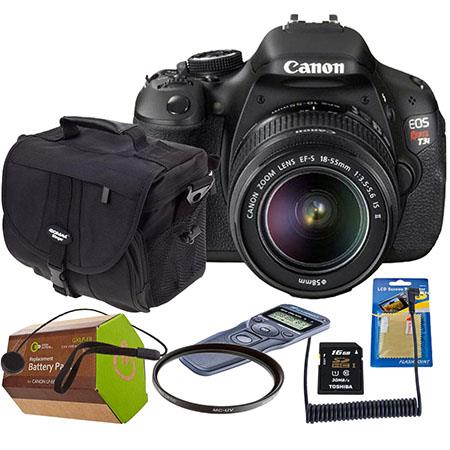 Canon EOS Rebel T3i Digital SLR Camera, 18 Megapixel, EF-S 18-55mm f/3.5-5.6 IS II Lens - Bundle With 16GB Class 10 SDHC Card, Spare Battery, Camera Bag, 58mm UV Filter, Capleash II, Screen Protector, Wired Remote Shutter Trigger