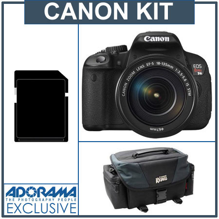 Canon EOS Rebel T4i Digital SLR Camera Kit with EF-S 18-135mm f/3.5-5.6 IS STM Lens - U.S.A. - Bundle - with 16GB SD Memory Card, Canon 200DG Deluxe Gadget Bag