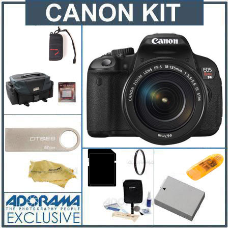 Canon EOS Rebel T4i Digital SLR Camera Kit with EF-S 18-135mm f/3.5-5.6 IS STM Lens - U.S.A. - Bundle - with 32GB SD Memory Card, Canon 200DG Deluxe Gadget Bag, Spare LP-E8 Battery, Cleaning Kit, Screen Protector