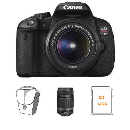 Canon EOS Rebel T4i Digital SLR Camera Kit with Canon EF-S 18-55mm f/3.5-5.6 IS II Lens - Bundle - with Canon EF-S 55-250mm f/4-5.6 IS Lens, USA