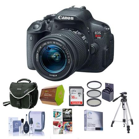 Canon EOS Rebel T5i Digital SLR Camera with EF-S 18-55mm f/3.5-5.6 IS Lens - BUNDLE - with 16GB SDHC Memory Card, Camera Carrying Case, Spare Battery, Newleaf 3 Year Warranty, Lens Cleaning Kit, 58mm UV Filter