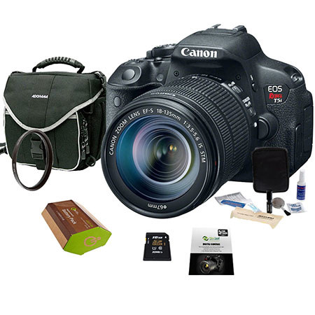 Canon EOS Rebel T5i Digital SLR Camera with EF-S 18-135mm f/3.5-5.6 IS STM Lens - Bundle - with 16GB SDHC Memory Card, Camera Carrying Case, New Leaf 3 Year Warranty, Spare Battery, Lens Cleaning Kit, Pro-optic 67mm UV Filter