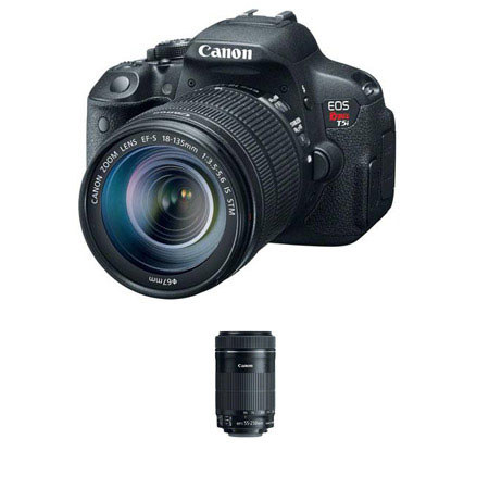 Canon EOS Rebel T5i DSLR Camera with 18-135mm STM IS Lens - Bundle - with Canon EF-S 55-250mm f/4-5.6 IS STM Lens