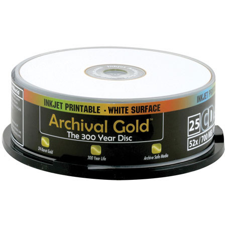 Delkin CD-R Archival Gold 700mb, 80 Minute, 25 Pack on Cakebox Spindle image