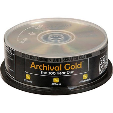 Delkin CD-R Archival Gold Scratch Armor, 700mb, 80 Minute, 25 Pack on Cakebox Spindle image