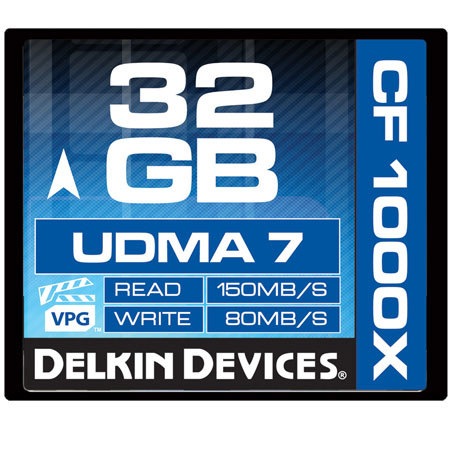 Delkin 32GB Compact Flash 1000x UDMA 7 Memory Card, 150MB/s Read, 50MB/s Write - Made in the USA