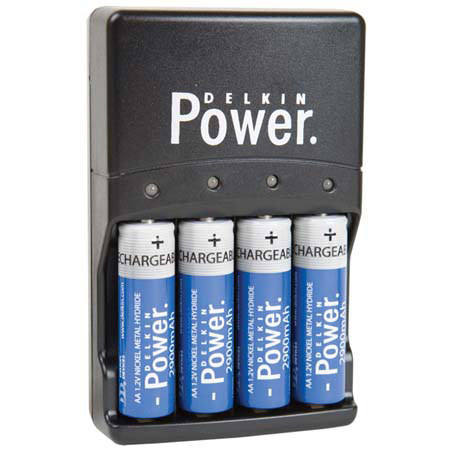Delkin AA/AAA International Quick Charger with Four (4) 2900mAh &quot;AA&quot; Batteries image