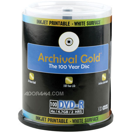 Delkin DVD-R Archival Gold Scratch Armor, 4.7 GB, 100 Pack on Cakebox Spindle image