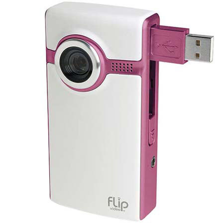 Pure Digital Technologies Ultra Series Flip Video F260P, 60 Minute Mini Camcorder with USB Connector, Pink image
