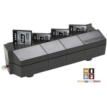 Delkin ImageRouter, Photo Transfer Unit for Four Compact Flash Memory Cards, with Backup &amp; Burn Software, USB 2.0 Interface image