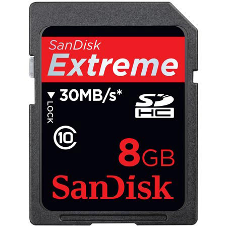 SanDisk 8 GB, Extreme III Secure Digital High Capacity (SDHC) Memory Card. image